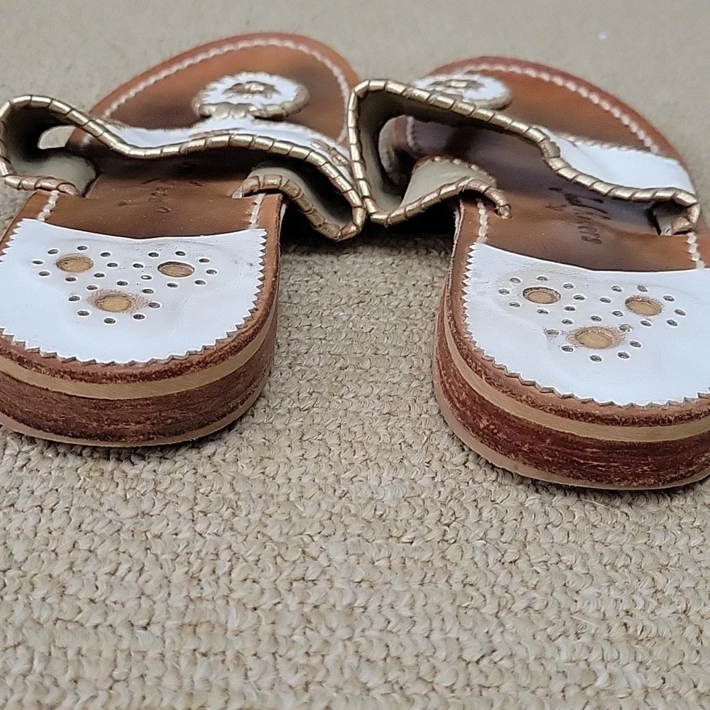 Jack Rogers White/Gold Sandals with Whipstitching - Picture 5 of 5